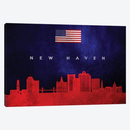 New Haven Connecticut Skyline Canvas Print #ABV451} by Adrian Baldovino Canvas Art