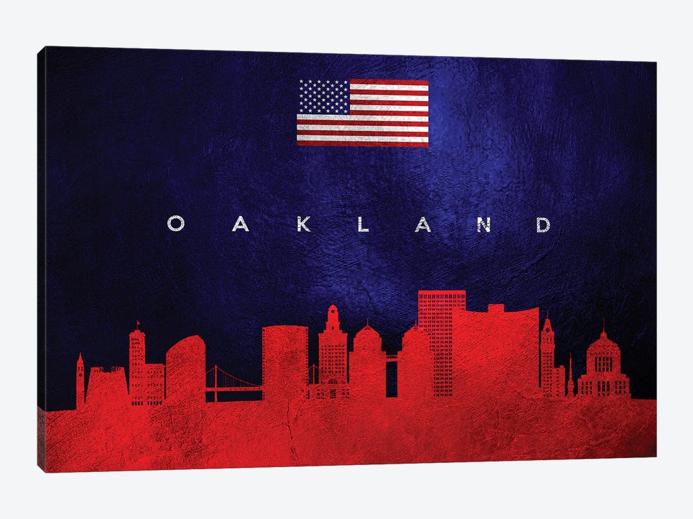 Oakland California Skyline by Adrian Baldovino 1-piece Art Print