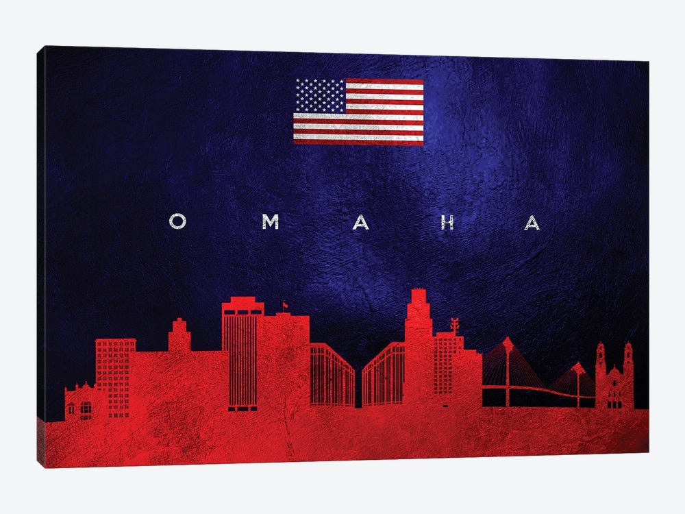 Omaha Nebraska Skyline by Adrian Baldovino 1-piece Canvas Wall Art