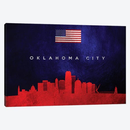 Oklahoma City Skyline 2 Canvas Print #ABV457} by Adrian Baldovino Canvas Print