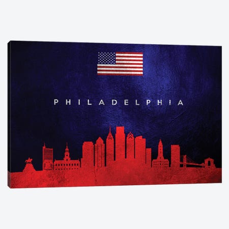 Philadelphia Pennsylvania Skyline Canvas Print #ABV459} by Adrian Baldovino Canvas Wall Art