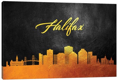Halifax Canada Gold Skyline Canvas Art Print - Nova Scotia
