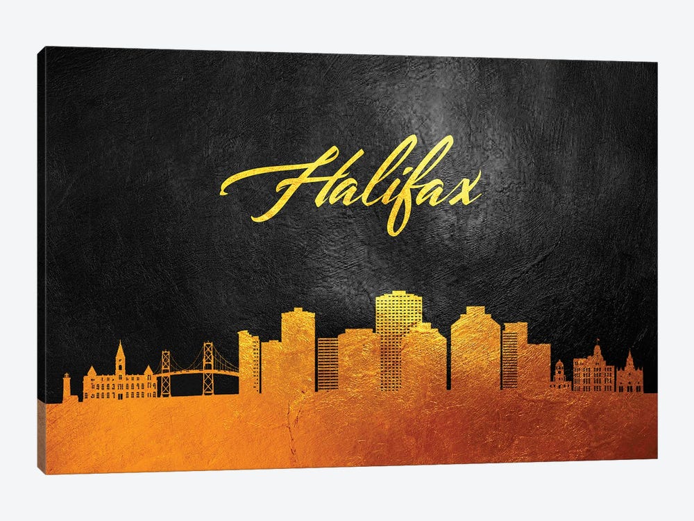 Halifax Canada Gold Skyline by Adrian Baldovino 1-piece Canvas Art