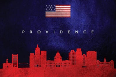 Providence Rhode Island Skyline by Adrian Baldovino framed wall art