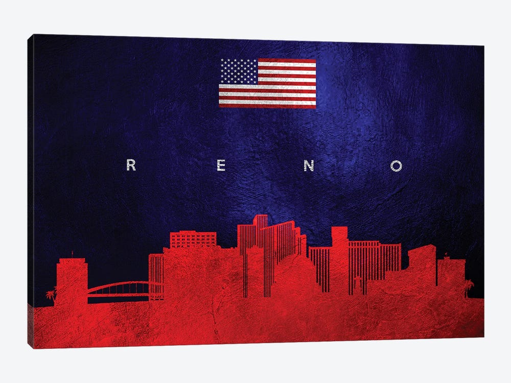 Reno Nevada Skyline by Adrian Baldovino 1-piece Canvas Art Print