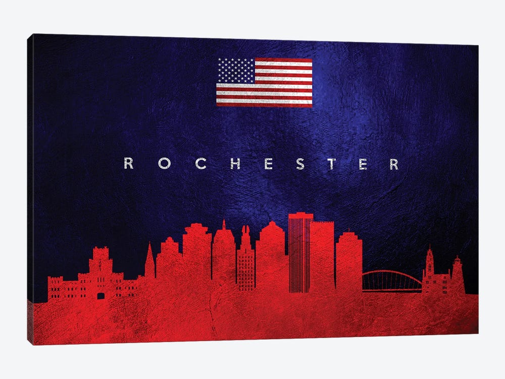 Rochester New York Skyline by Adrian Baldovino 1-piece Canvas Art Print
