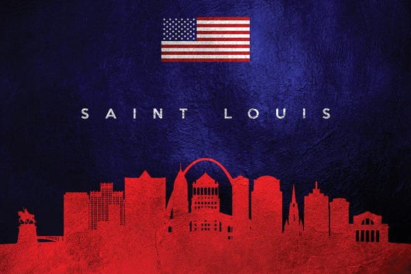 American Flags: Saint Louis Missouri Skyline by Adrian Baldovino