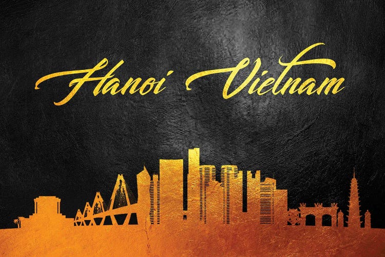 Hanoi Vietnam Gold Skyline by Adrian Baldovino wall art