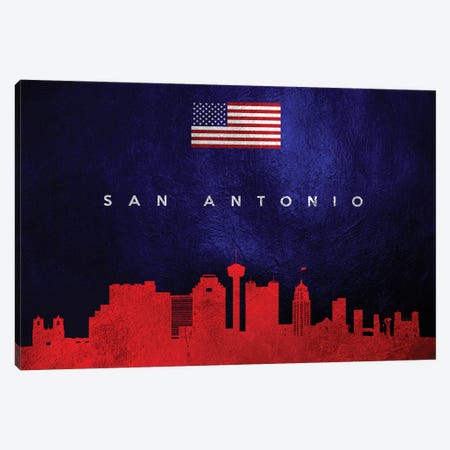 San Antonio Texas Skyline Canvas Print #ABV472} by Adrian Baldovino Canvas Artwork