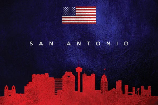 American Flags: San Antonio Texas Skyline by Adrian Baldovino