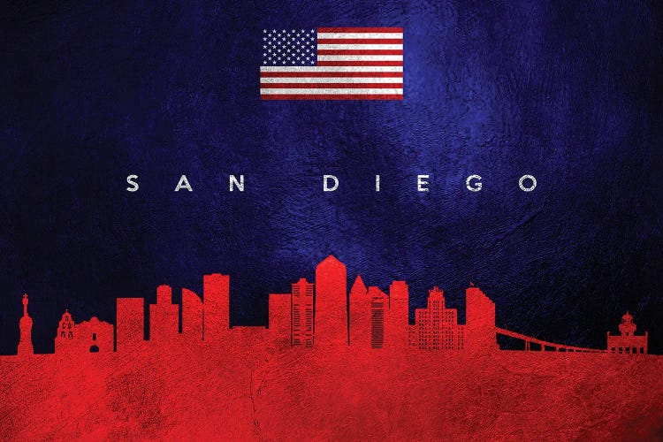 San Diego California Skyline by Adrian Baldovino wall art