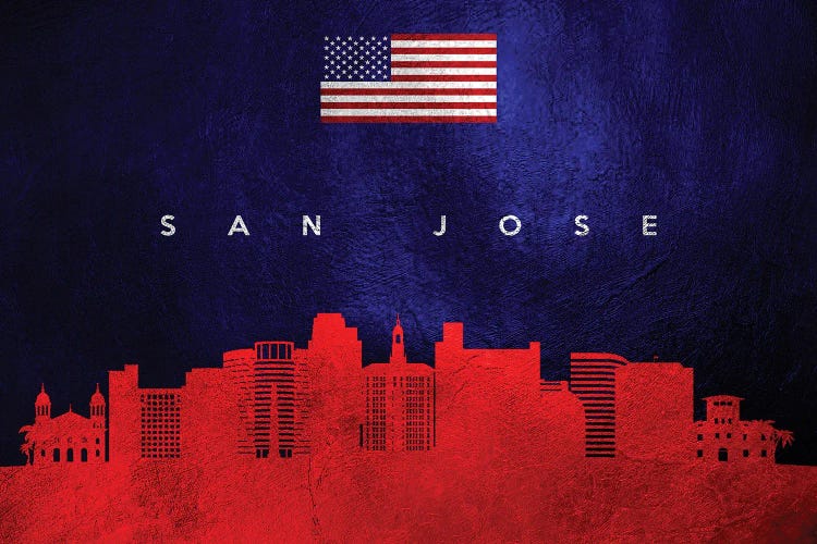 San Jose California Skyline by Adrian Baldovino wall art