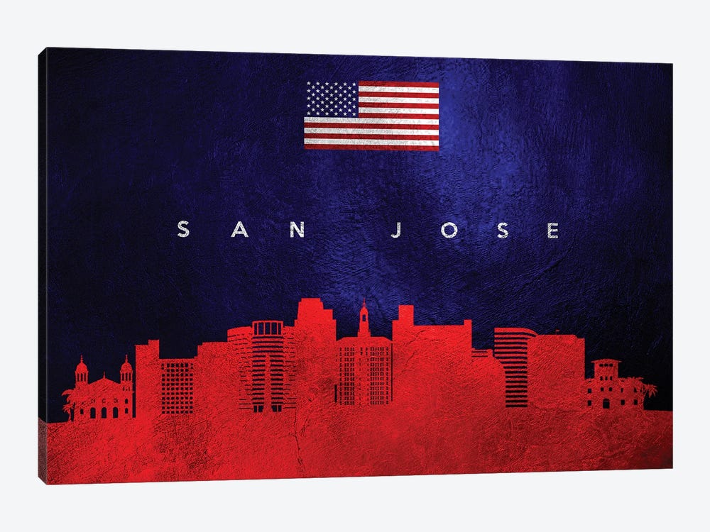 San Jose California Skyline by Adrian Baldovino 1-piece Canvas Artwork