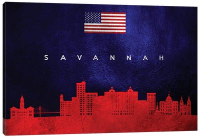 Savannah Georgia Skyline Canvas Art Print - Savannah