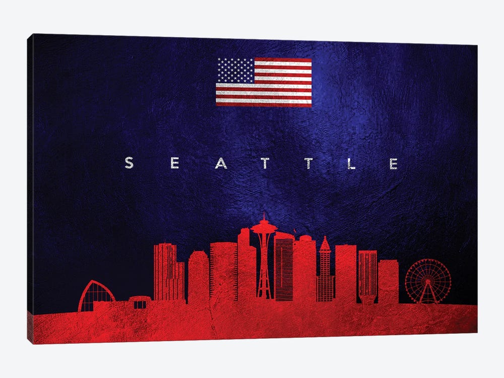 Seattle Washington Skyline by Adrian Baldovino 1-piece Canvas Art Print