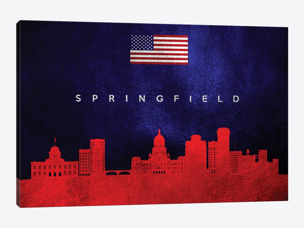 Springfield Illinois Skyline by Adrian Baldovino 1-piece Canvas Artwork