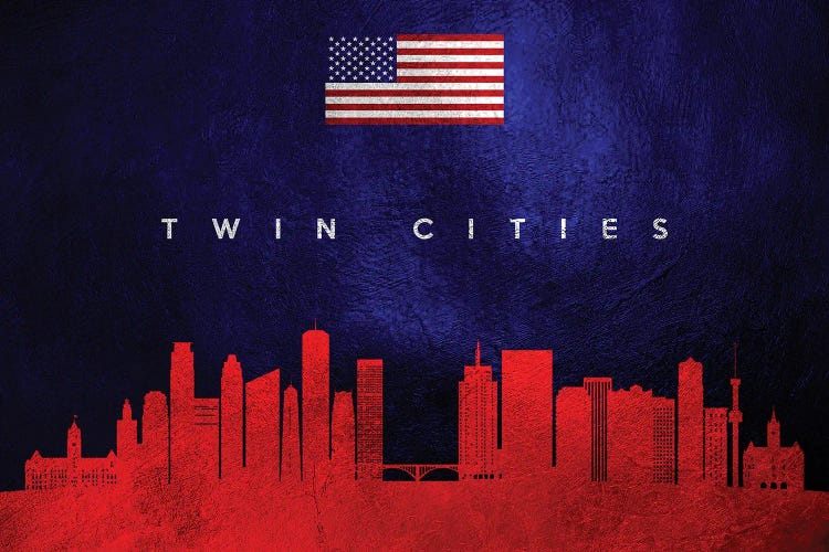 Twin Cities Minnesota Skyline by Adrian Baldovino wall art