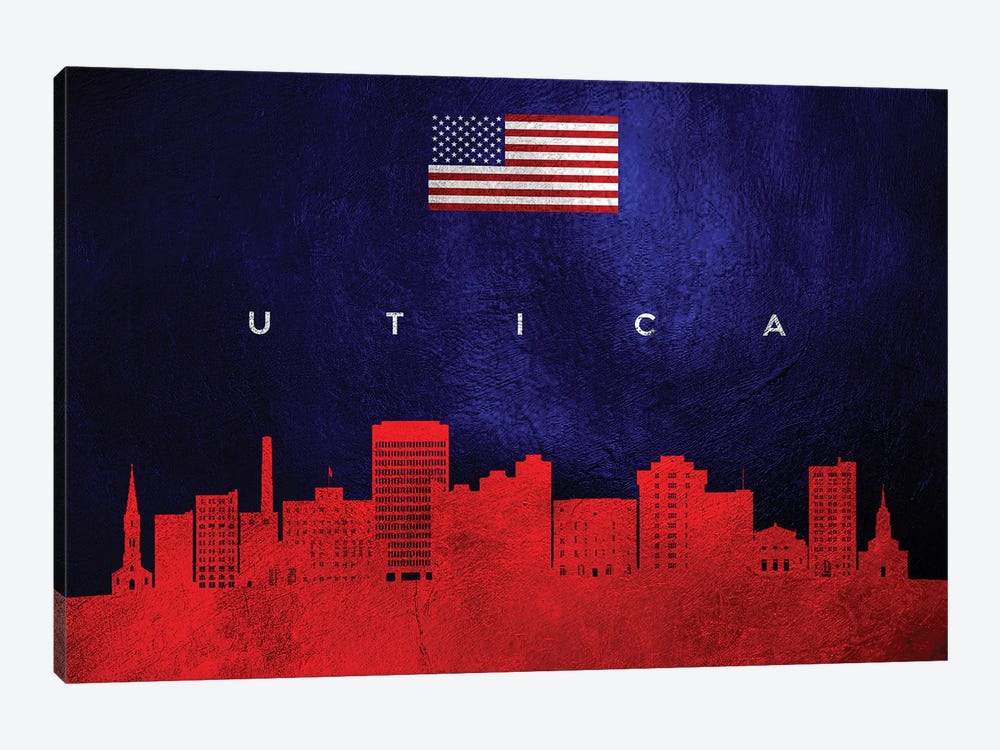 Utica New York Skyline by Adrian Baldovino 1-piece Canvas Art