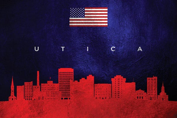 American Flags: Utica New York Skyline by Adrian Baldovino