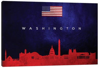 Washington Skyline Canvas Art Print - Flag Art