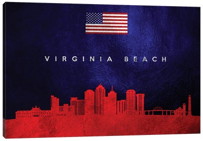 Virginia Beach Skyline 2 Canvas Art Print - American Flag Art