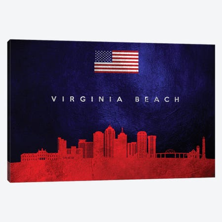 Virginia Beach Skyline 2 Canvas Print #ABV487} by Adrian Baldovino Canvas Wall Art