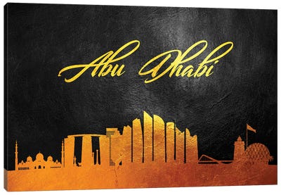 Abu Dhabi United Arab Emirates Gold Skyline Canvas Art Print - United Arab Emirates Art