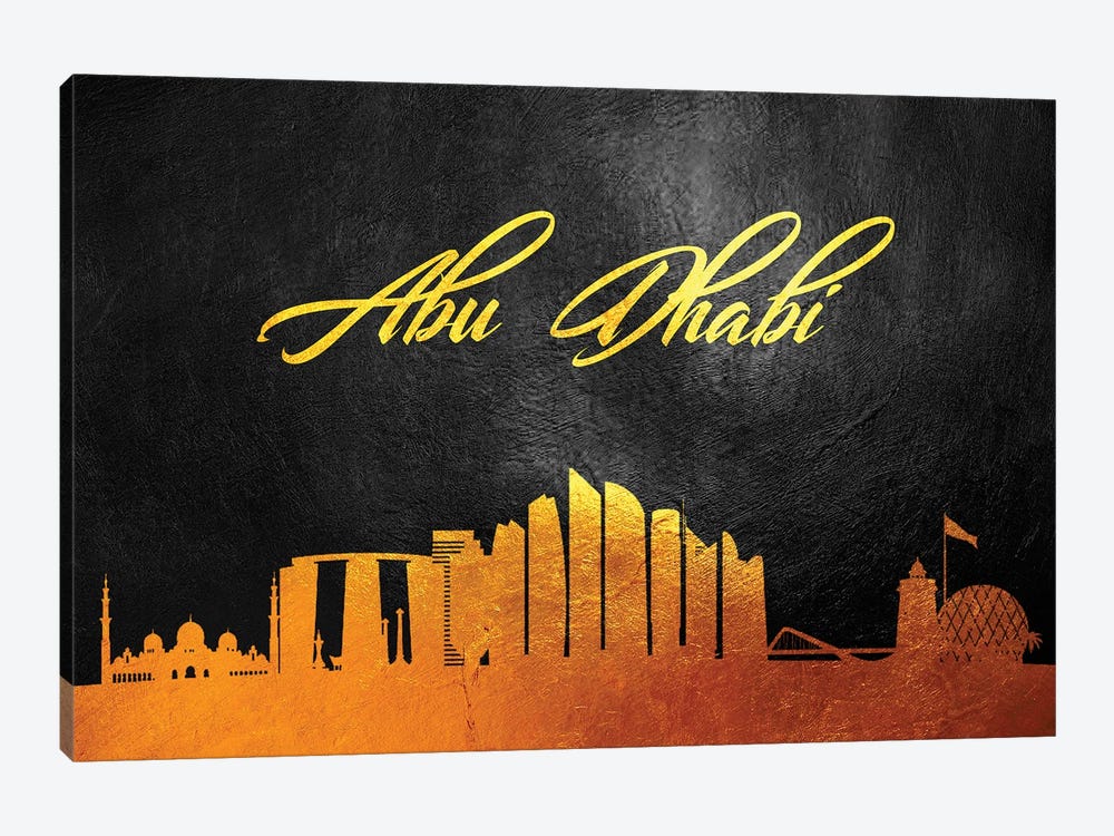 Abu Dhabi United Arab Emirates Gold Skyline by Adrian Baldovino 1-piece Canvas Wall Art