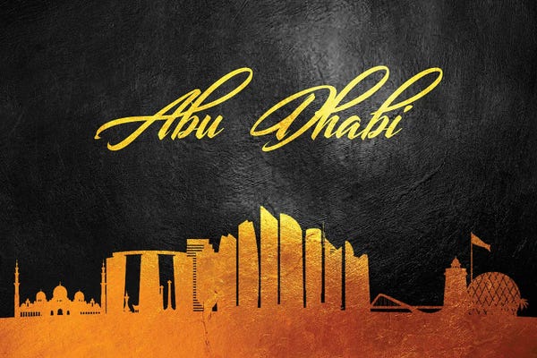 United Arab Emirates: Abu Dhabi United Arab Emirates Gold Skyline by Adrian Baldovino