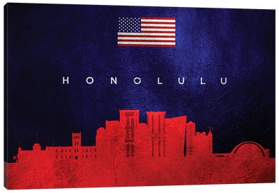 Honolulu Hawaii Skyline Canvas Art Print - Honolulu Art
