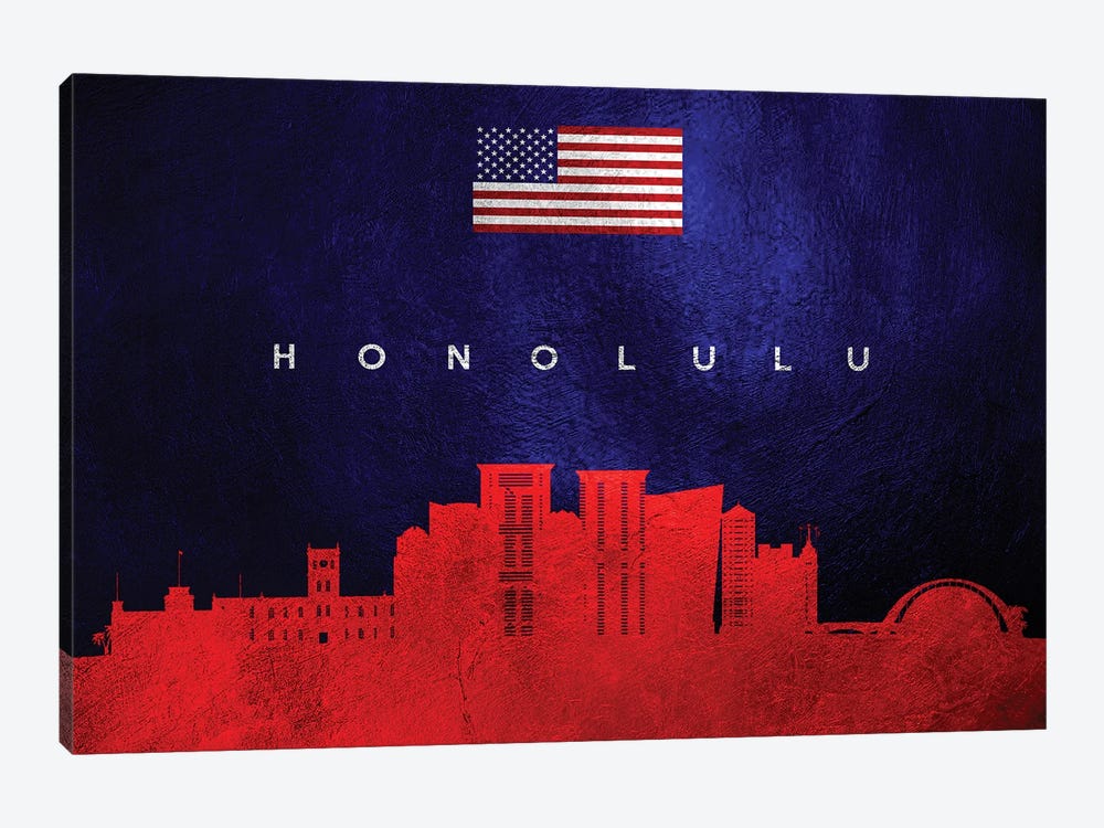 Honolulu Hawaii Skyline by Adrian Baldovino 1-piece Canvas Art Print