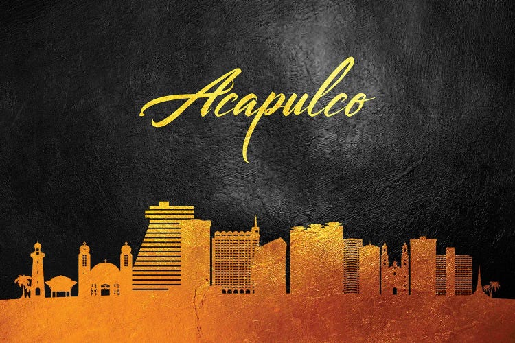 Acapulco Mexico Gold Skyline by Adrian Baldovino wall art