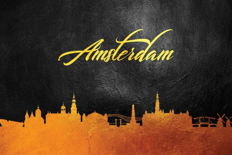 Amsterdam Netherlands Gold Skyline