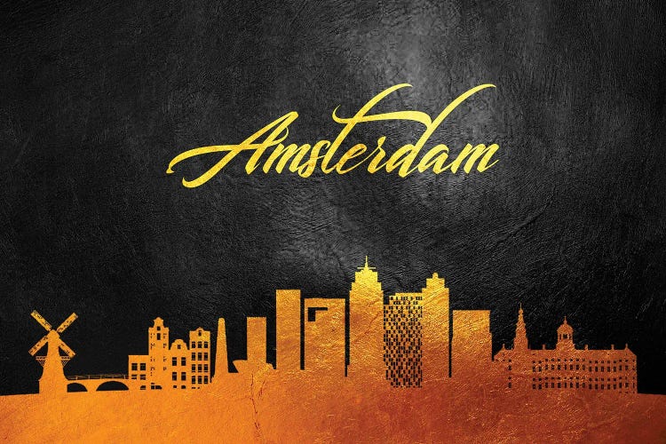 Amsterdam Netherlands Gold Skyline 2