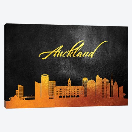 Auckland New Zealand Gold Skyline Canvas Print #ABV496} by Adrian Baldovino Canvas Print