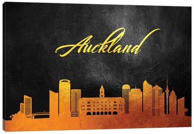 Auckland New Zealand Gold Skyline Canvas Art Print