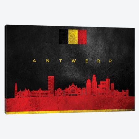 Antwerp Belgium Skyline Canvas Print #ABV4} by Adrian Baldovino Canvas Artwork