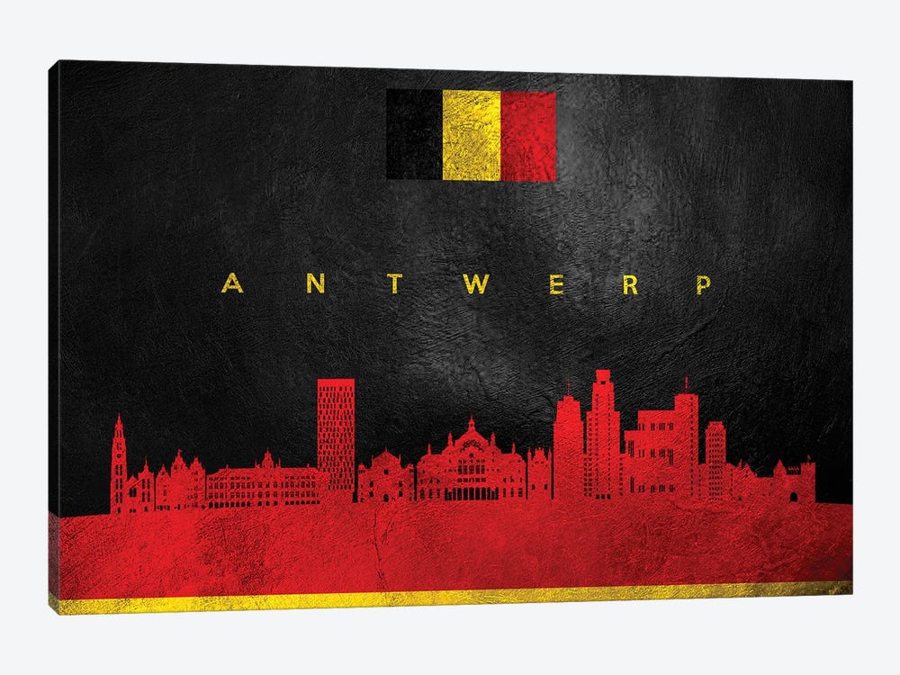 Antwerp Belgium Skyline by Adrian Baldovino 1-piece Canvas Art