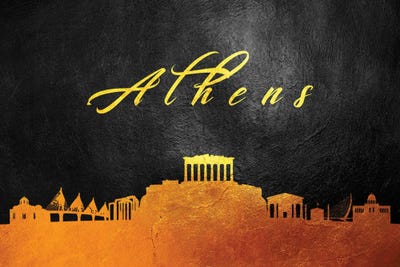 Athens Greece Gold Skyline by Adrian Baldovino art print