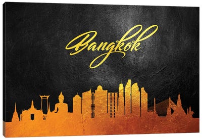 Bangkok Thailand Gold Skyline 2 Canvas Art Print - Bangkok Art