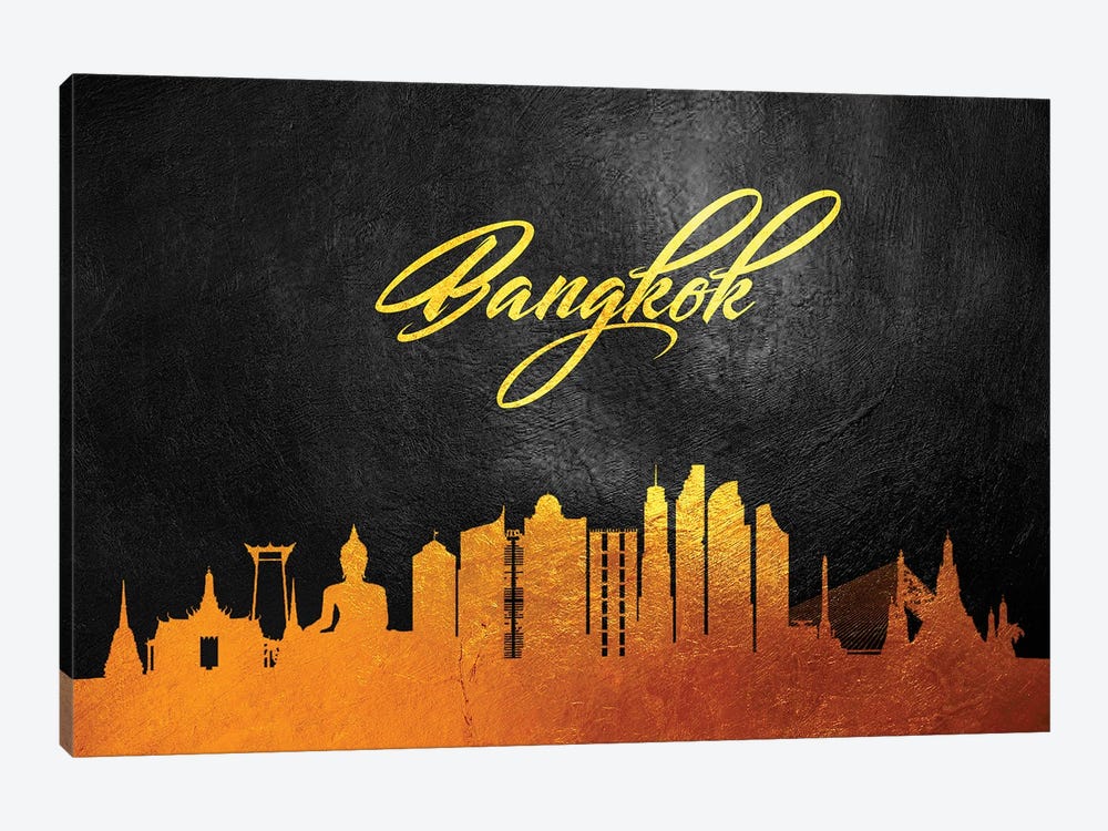 Bangkok Thailand Gold Skyline 2 by Adrian Baldovino 1-piece Canvas Art