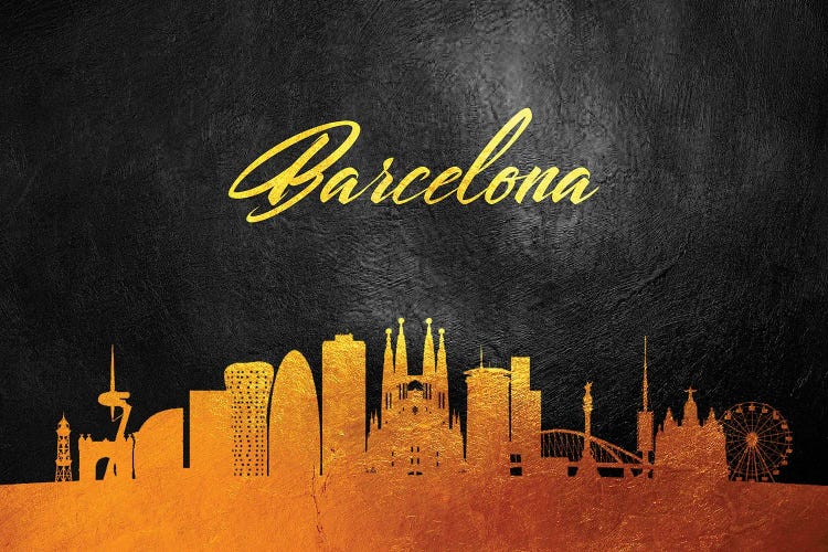 Barcelona Spain Gold Skyline 2