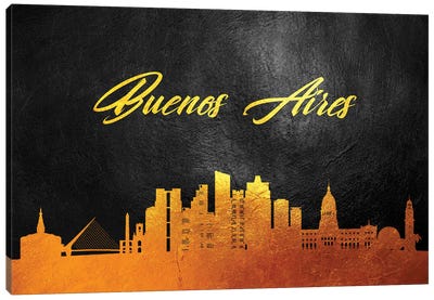 Buenos Aires Argentina Gold Skyline Canvas Art Print - Argentina Art