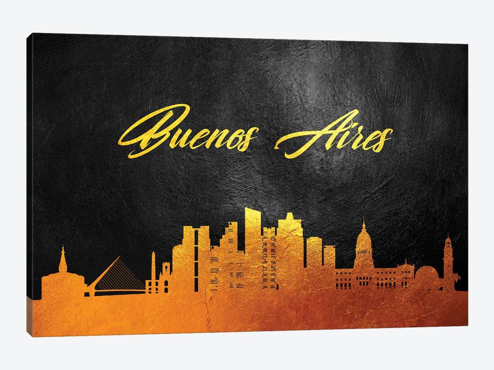 Buenos Aires Argentina Gold Skyline by Adrian Baldovino 1-piece Canvas Artwork