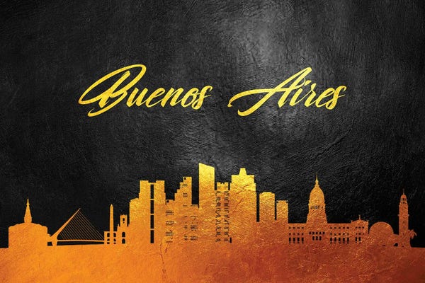 Buenos Aires: Buenos Aires Argentina Gold Skyline by Adrian Baldovino