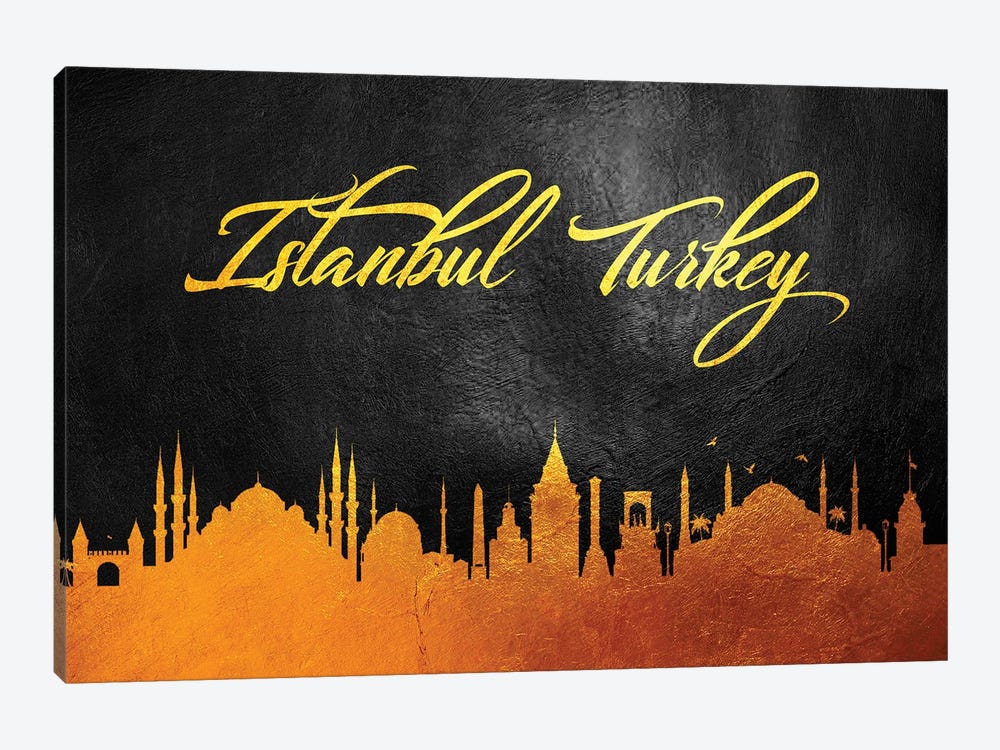 Istanbul Turkey Gold Skyline by Adrian Baldovino 1-piece Art Print
