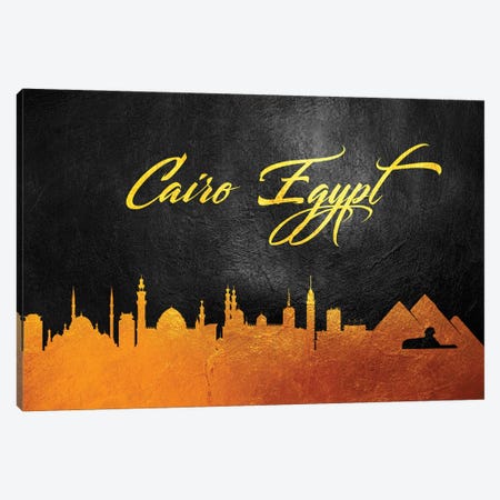 Cairo Egypt Gold Skyline Canvas Print #ABV522} by Adrian Baldovino Canvas Wall Art