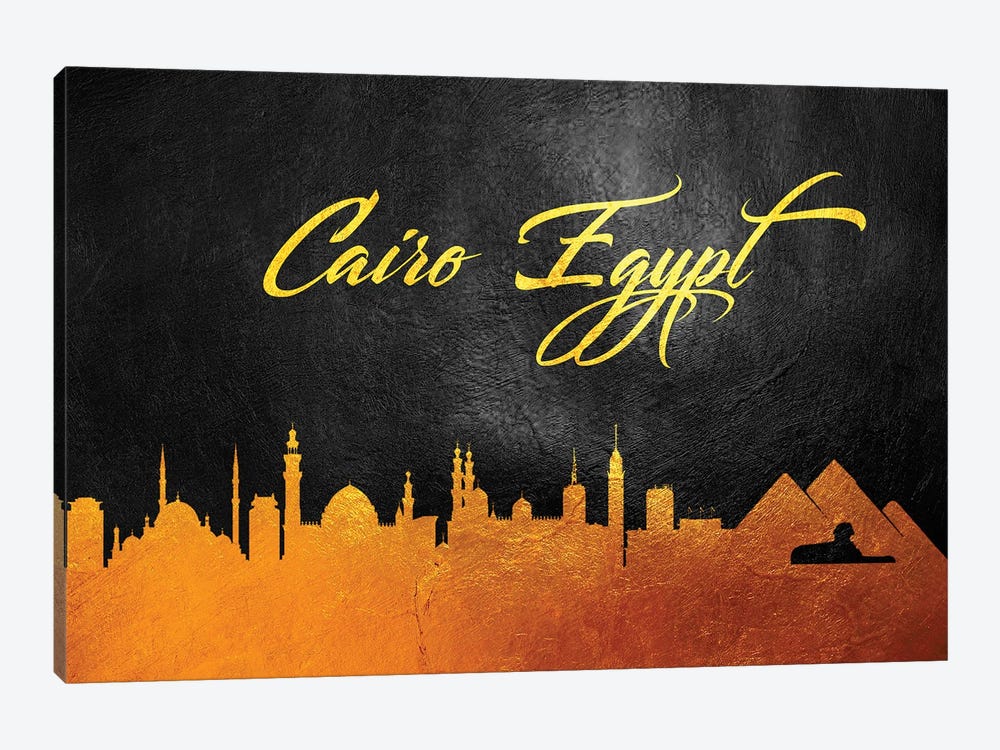 Cairo Egypt Gold Skyline by Adrian Baldovino 1-piece Canvas Art