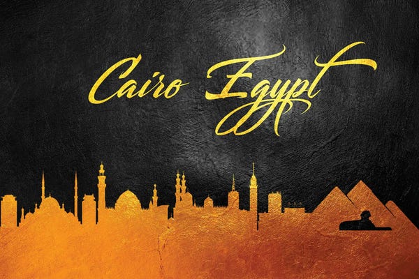 Cairo: Cairo Egypt Gold Skyline by Adrian Baldovino