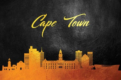Cape Town South Africa Gold Skyline by Adrian Baldovino art print